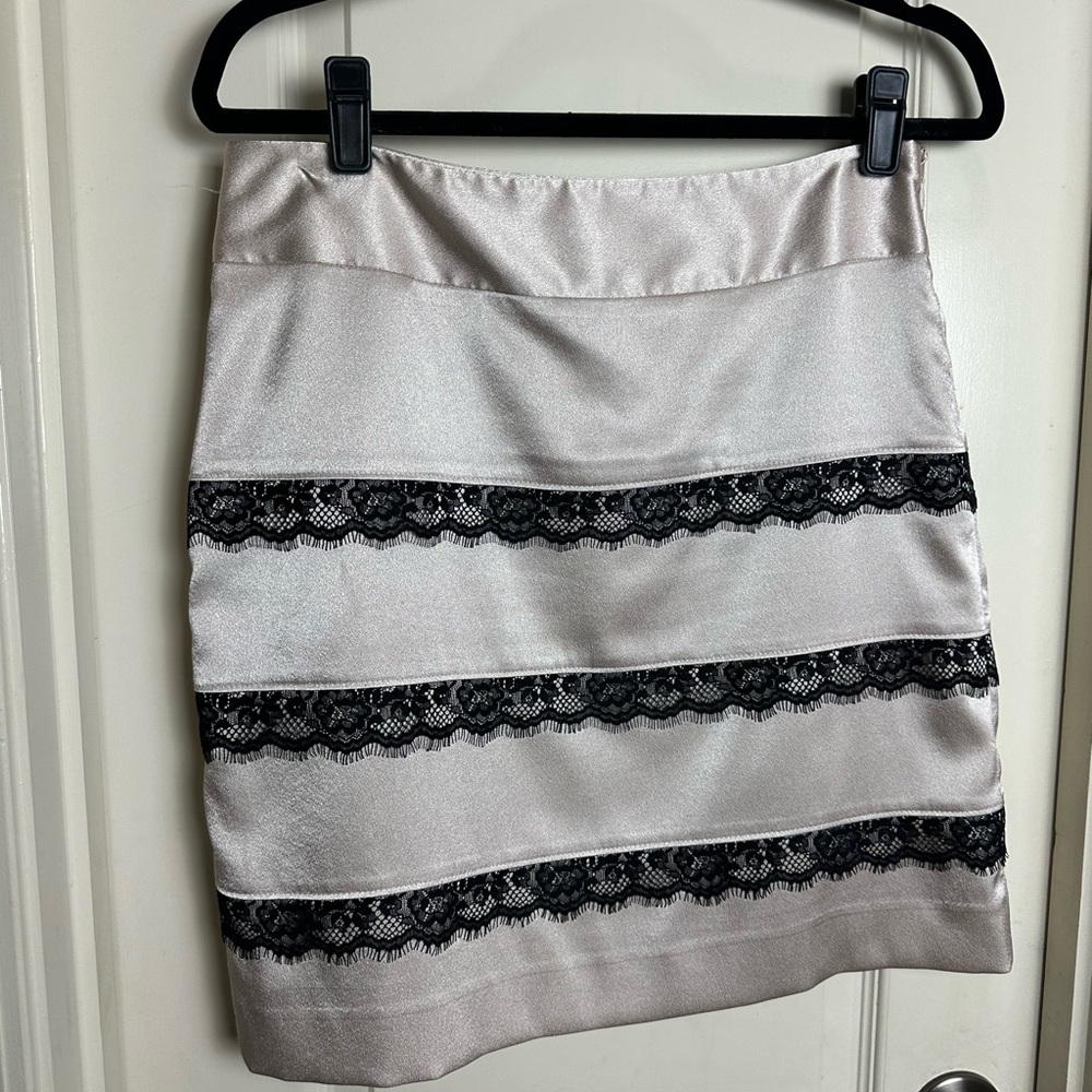 The Limited Cream and Black Lace Mini Skirt